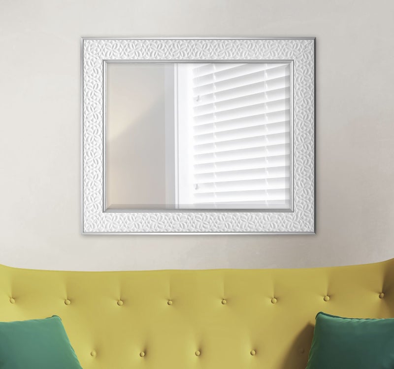 MCS Nordic Blossom Large Wall Mirror, Modern Rectangle Mirror Home Decor for Living Room, Bedroom, or Bathroom, 21 by 25 Inch, White - Image 5